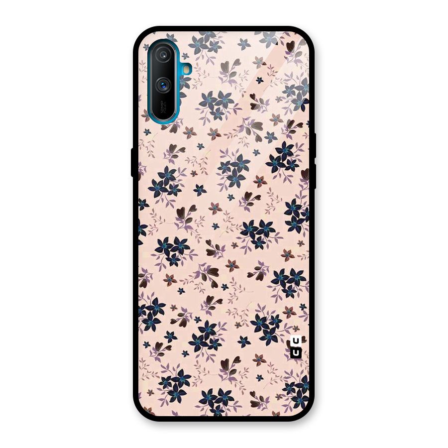 Blue Peach Floral Glass Back Case for Realme C3