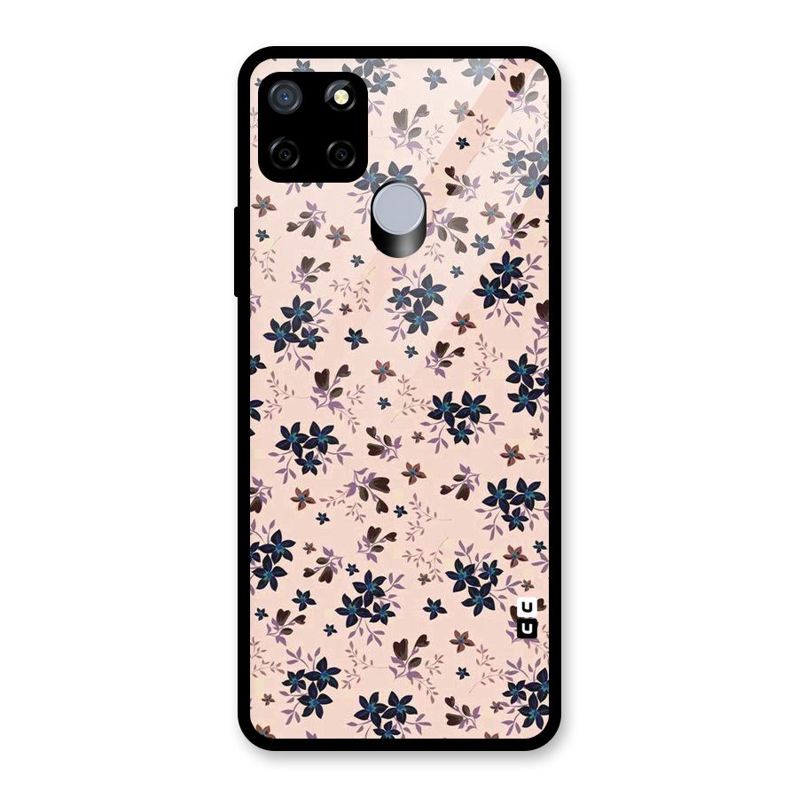 Blue Peach Floral Glass Back Case for Realme Narzo 20