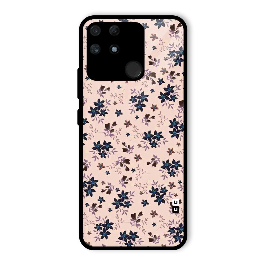 Blue Peach Floral Glass Back Case for Realme Narzo 50A