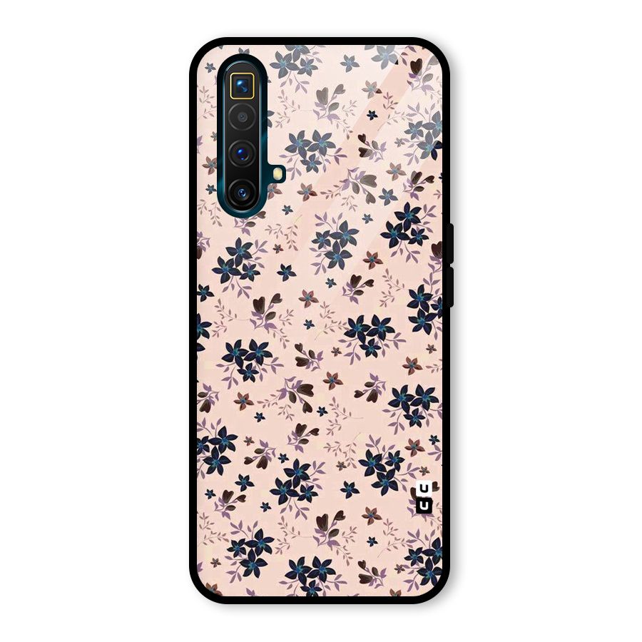 Blue Peach Floral Glass Back Case for Realme X3 SuperZoom