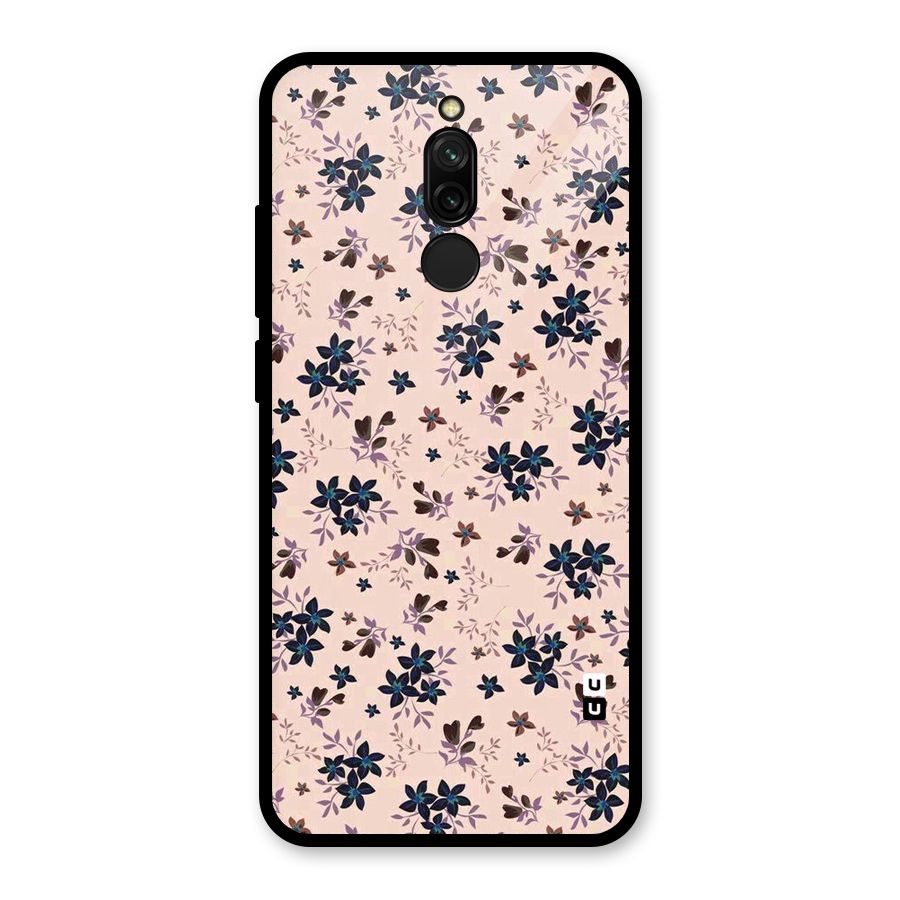 Blue Peach Floral Glass Back Case for Redmi 8