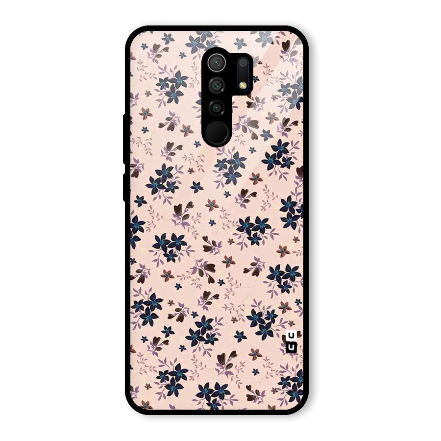 Blue Peach Floral Glass Back Case for Redmi 9 Prime