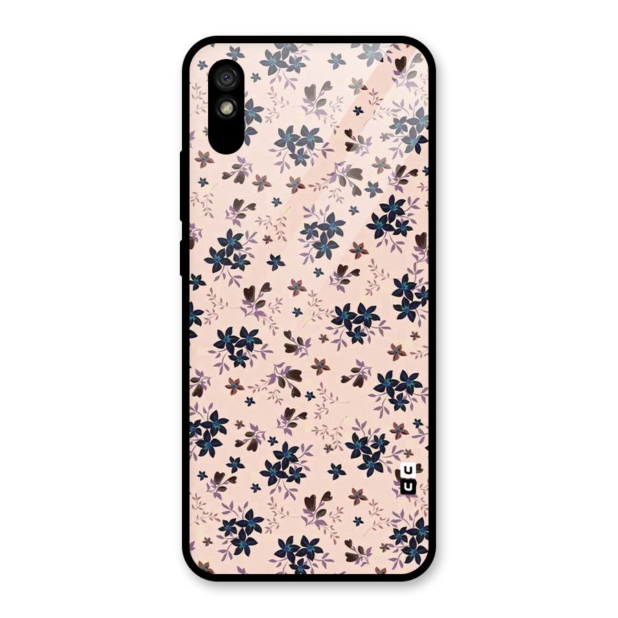 Blue Peach Floral Glass Back Case for Redmi 9i