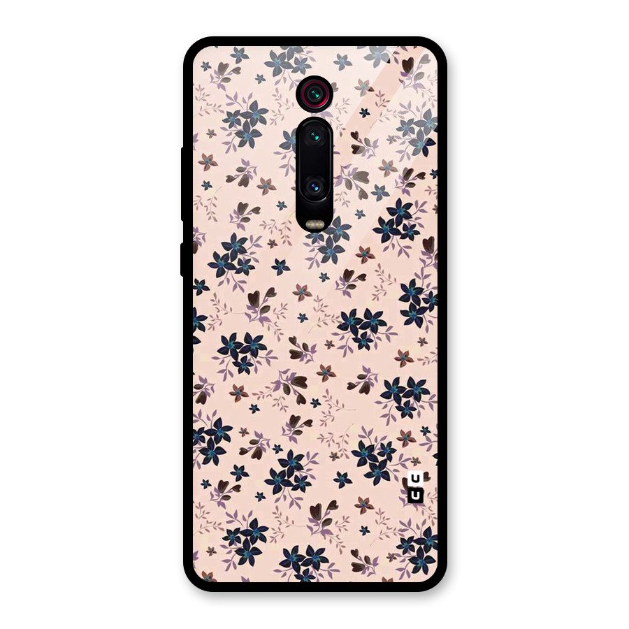 Blue Peach Floral Glass Back Case for Redmi K20