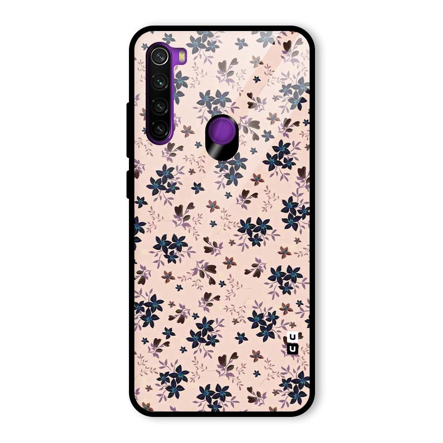 Blue Peach Floral Glass Back Case for Redmi Note 8