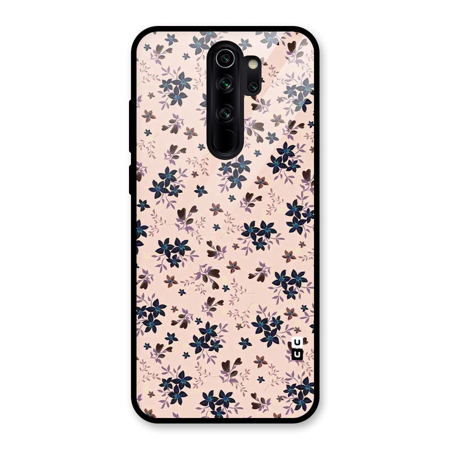 Blue Peach Floral Glass Back Case for Redmi Note 8 Pro