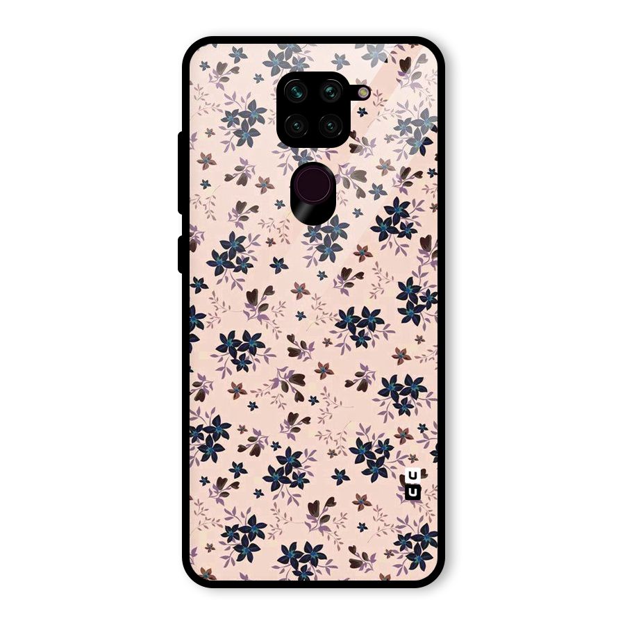 Blue Peach Floral Glass Back Case for Redmi Note 9