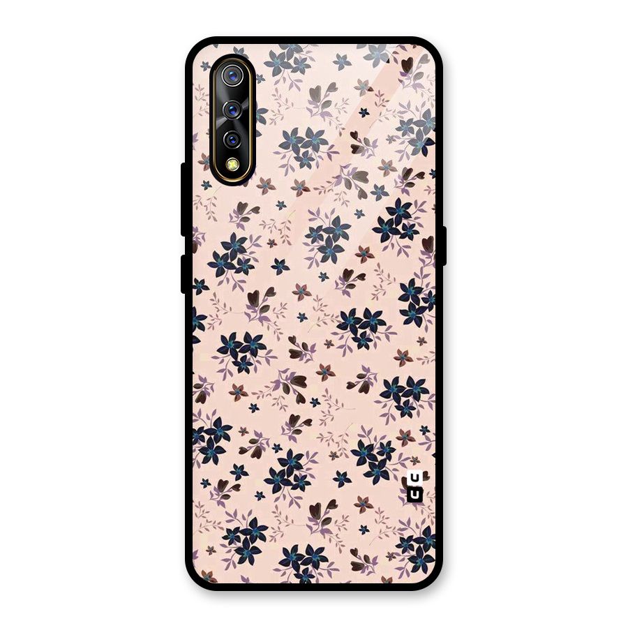 Blue Peach Floral Glass Back Case for Vivo S1
