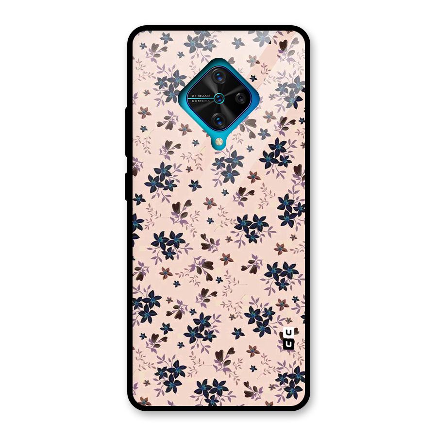 Blue Peach Floral Glass Back Case for Vivo S1 Pro