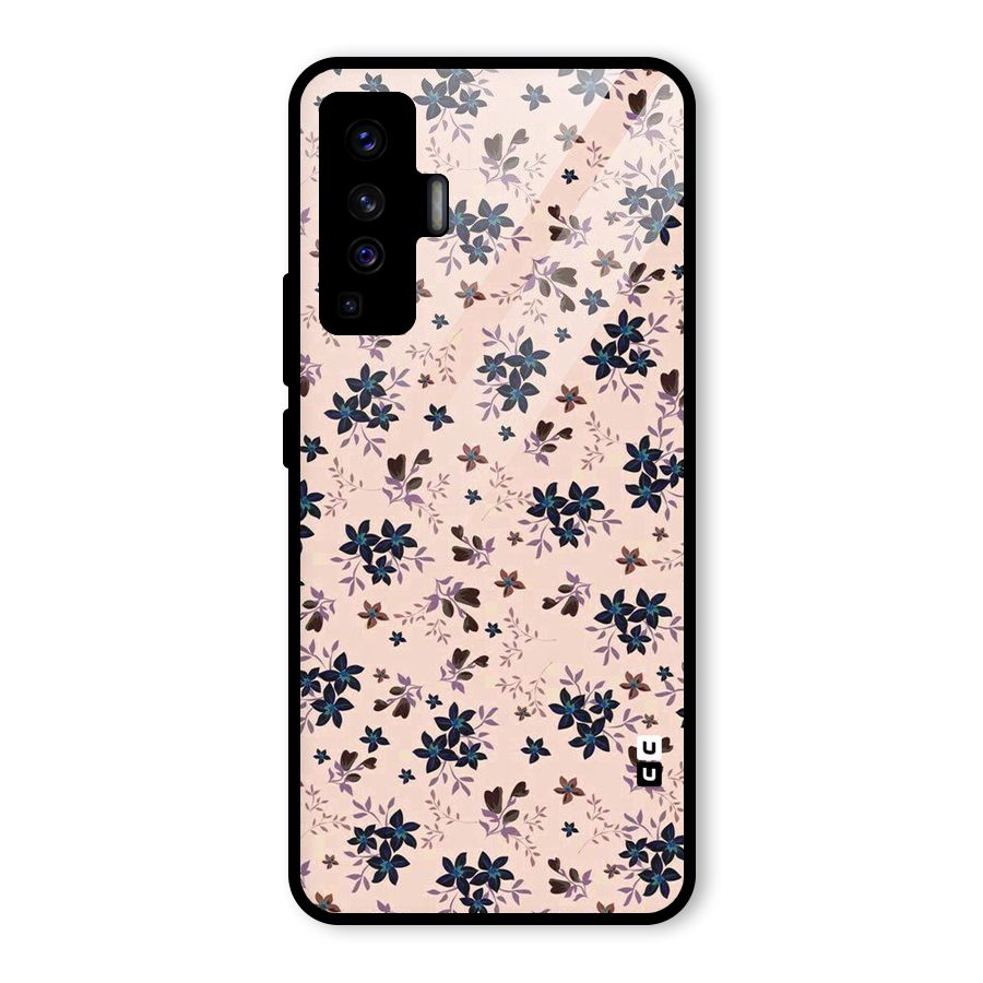 Blue Peach Floral Glass Back Case for Vivo X50