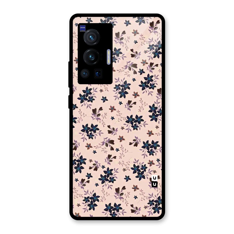 Blue Peach Floral Glass Back Case for Vivo X70 Pro
