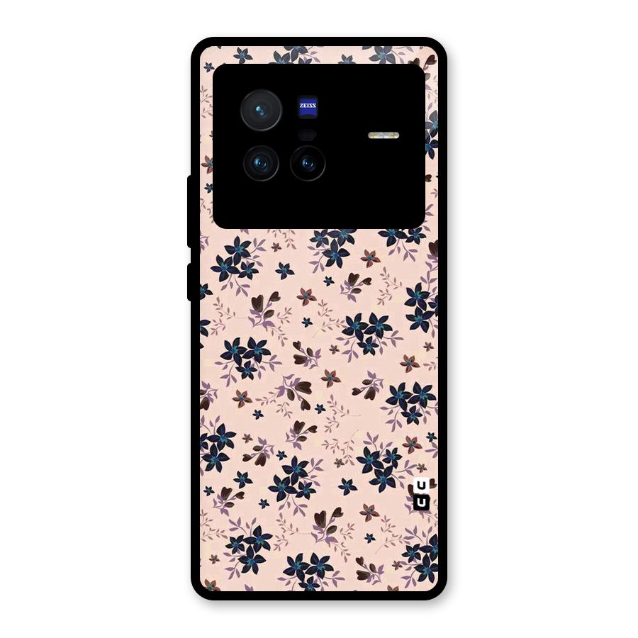 Blue Peach Floral Glass Back Case for Vivo X80