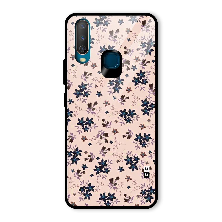 Blue Peach Floral Glass Back Case for Vivo Y17