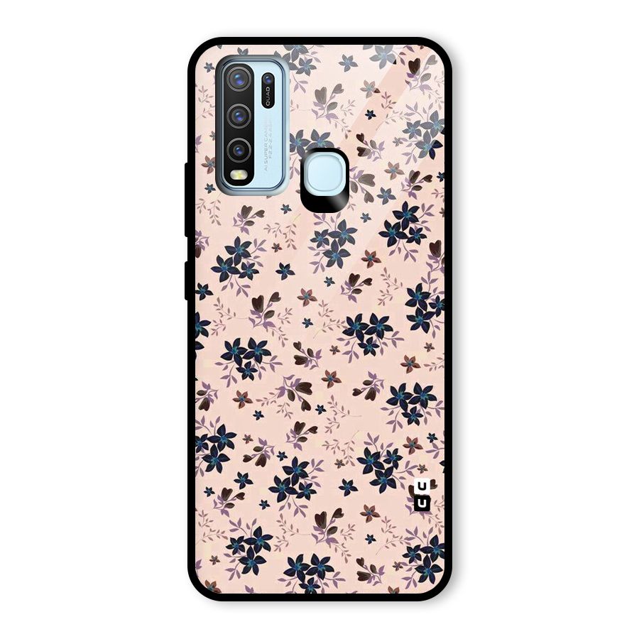 Blue Peach Floral Glass Back Case for Vivo Y50
