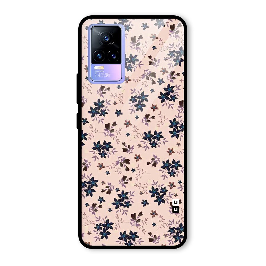 Blue Peach Floral Glass Back Case for Vivo Y73