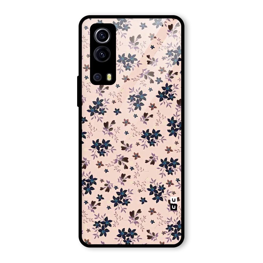 Blue Peach Floral Glass Back Case for Vivo iQOO Z3