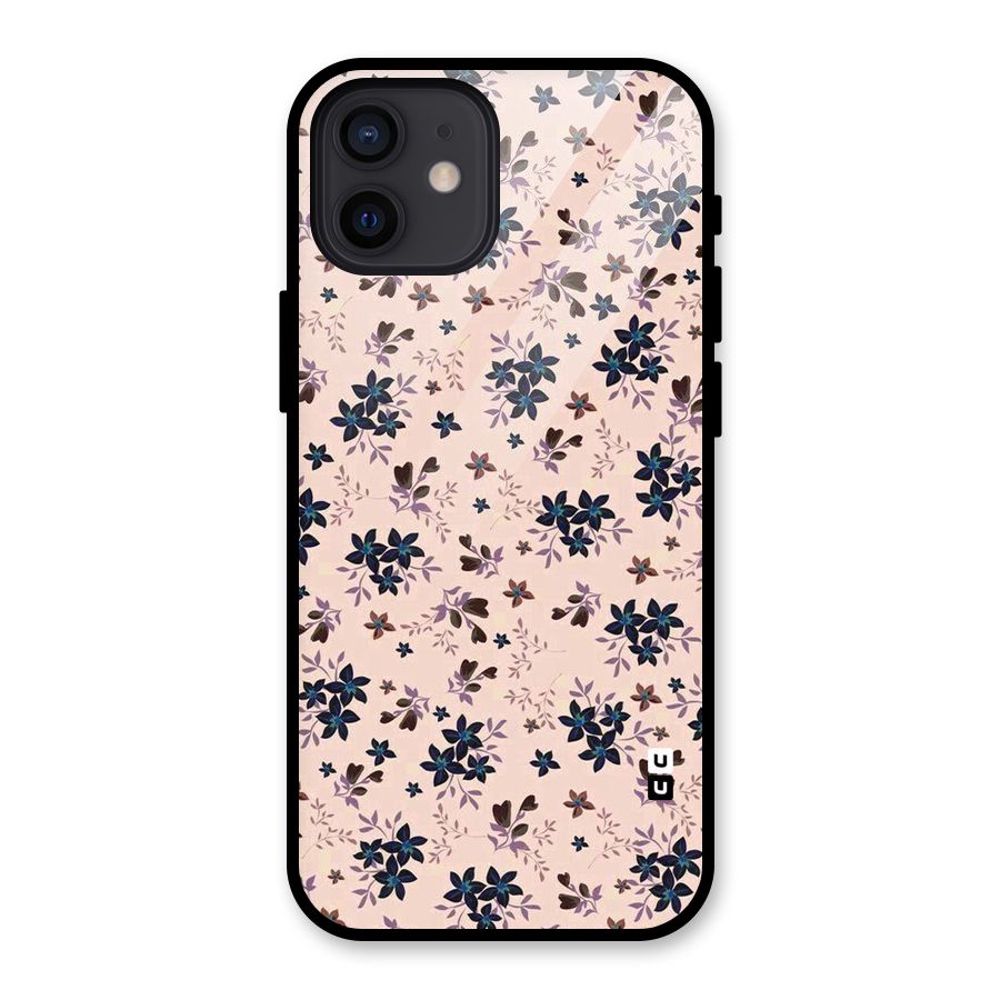 Blue Peach Floral Glass Back Case for iPhone 12