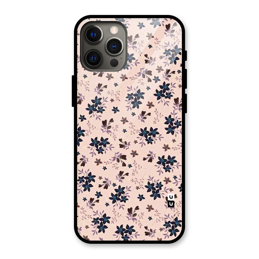 Blue Peach Floral Glass Back Case for iPhone 12 Pro Max