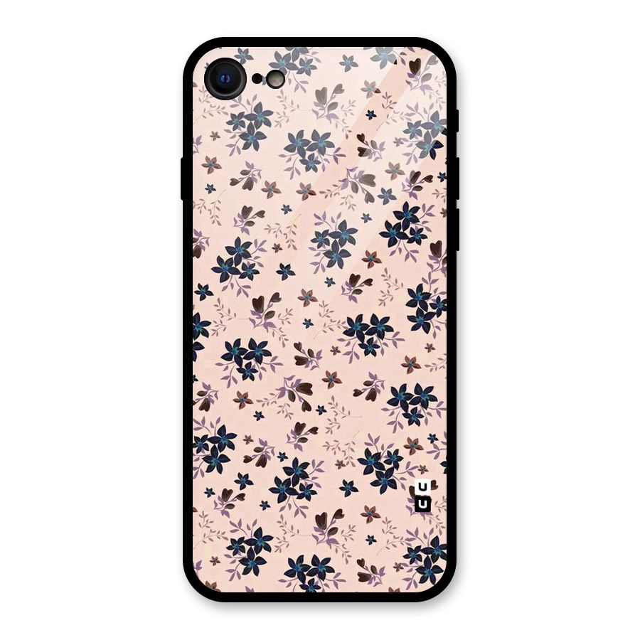 Blue Peach Floral Glass Back Case for iPhone SE 2022