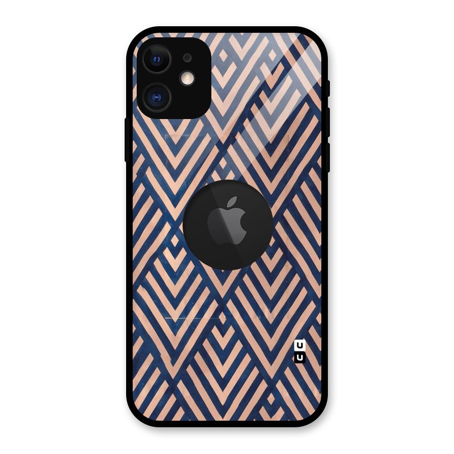Blue Peach Glass Back Case for iPhone 11 Logo Cut