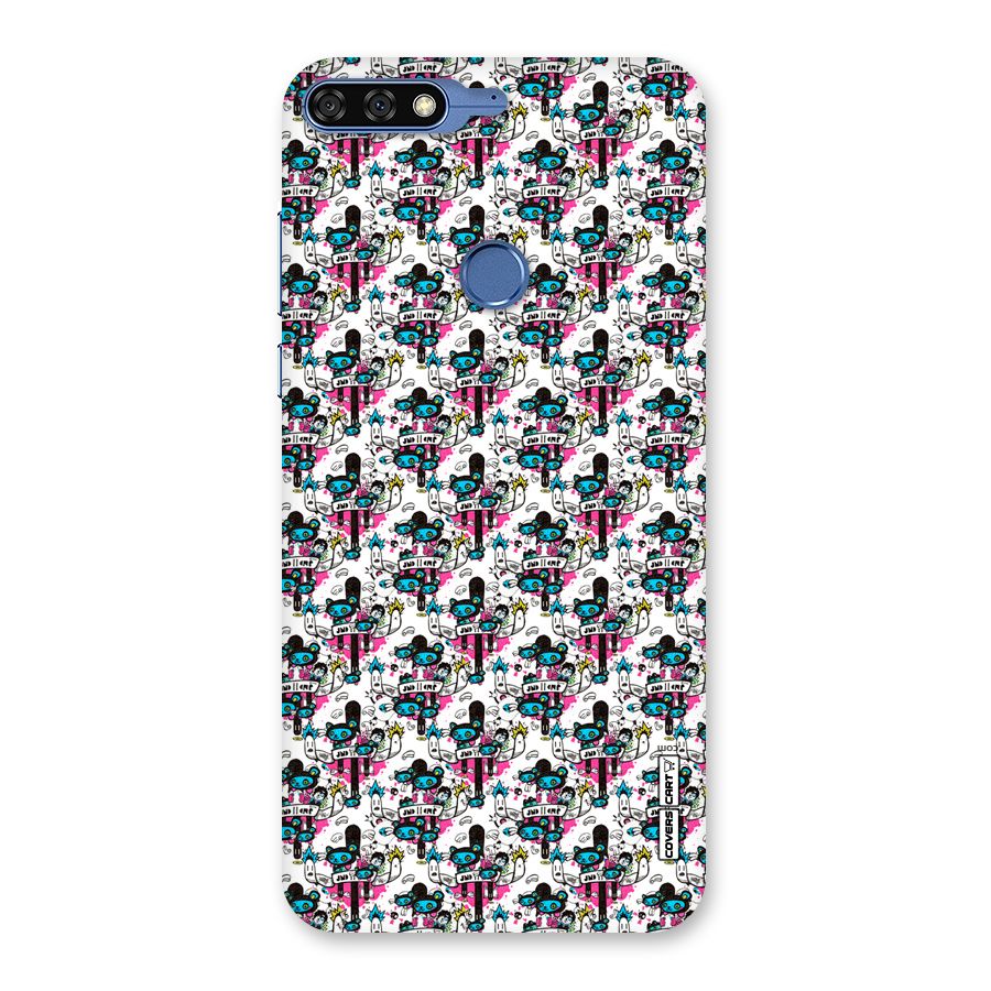 Blue Pink Pattern Back Case for Honor 7C