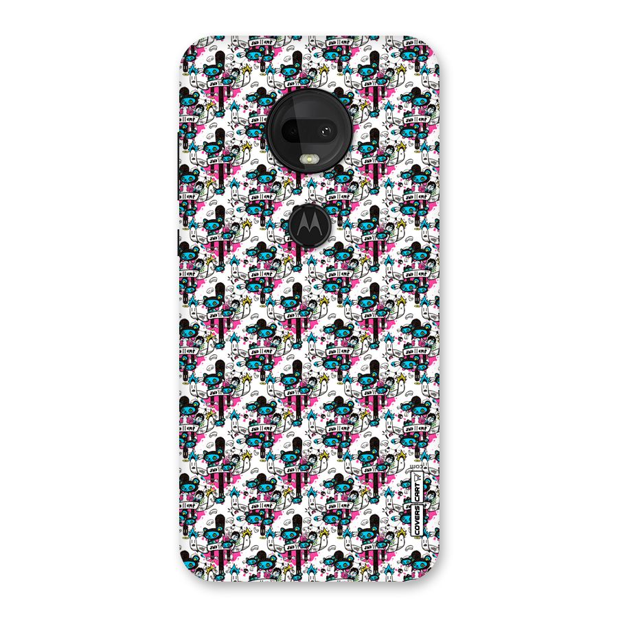Blue Pink Pattern Back Case for Moto G7