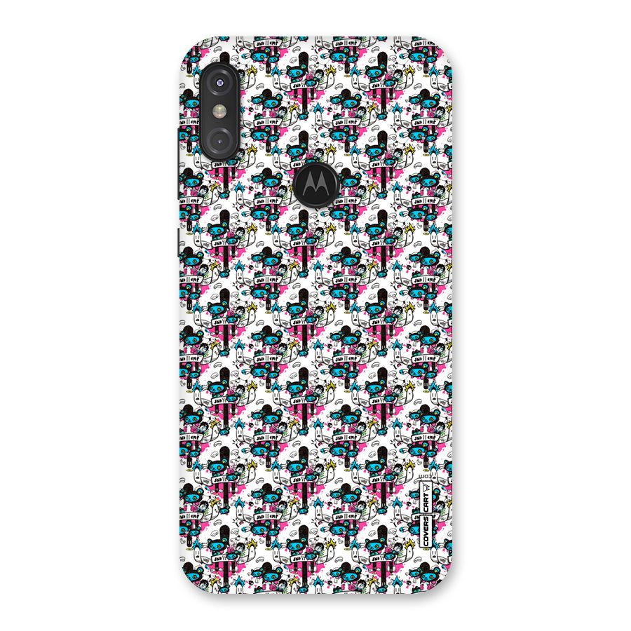 Blue Pink Pattern Back Case for Motorola One Power