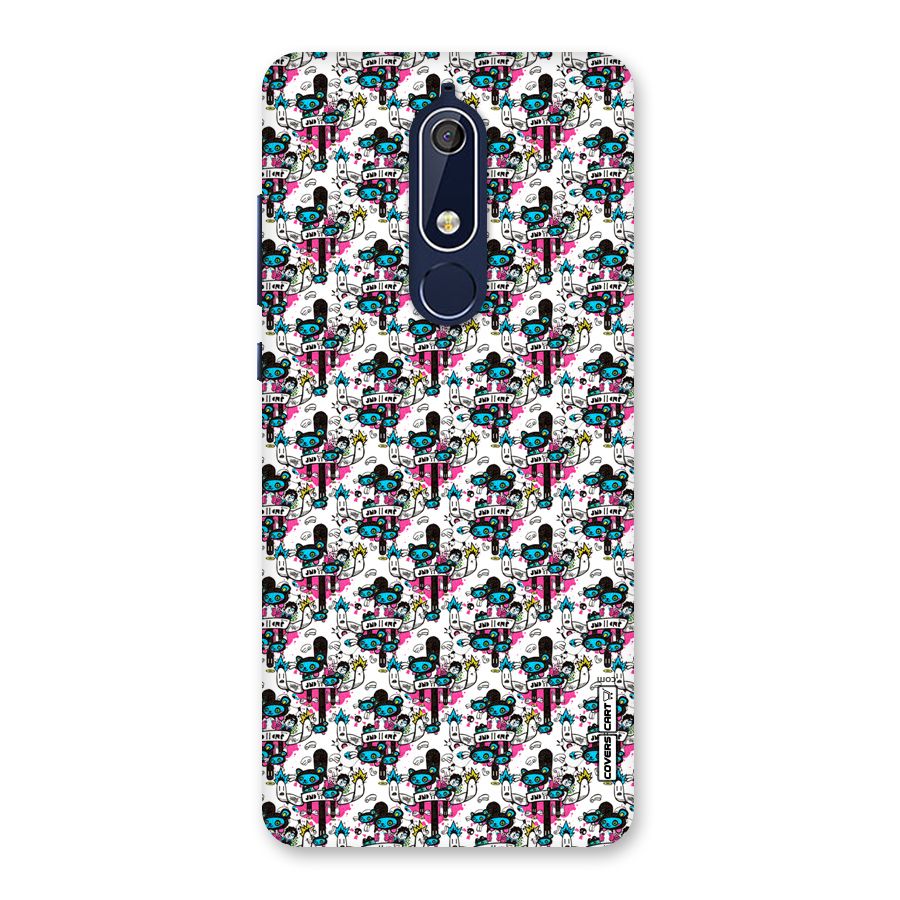 Blue Pink Pattern Back Case for Nokia 5.1