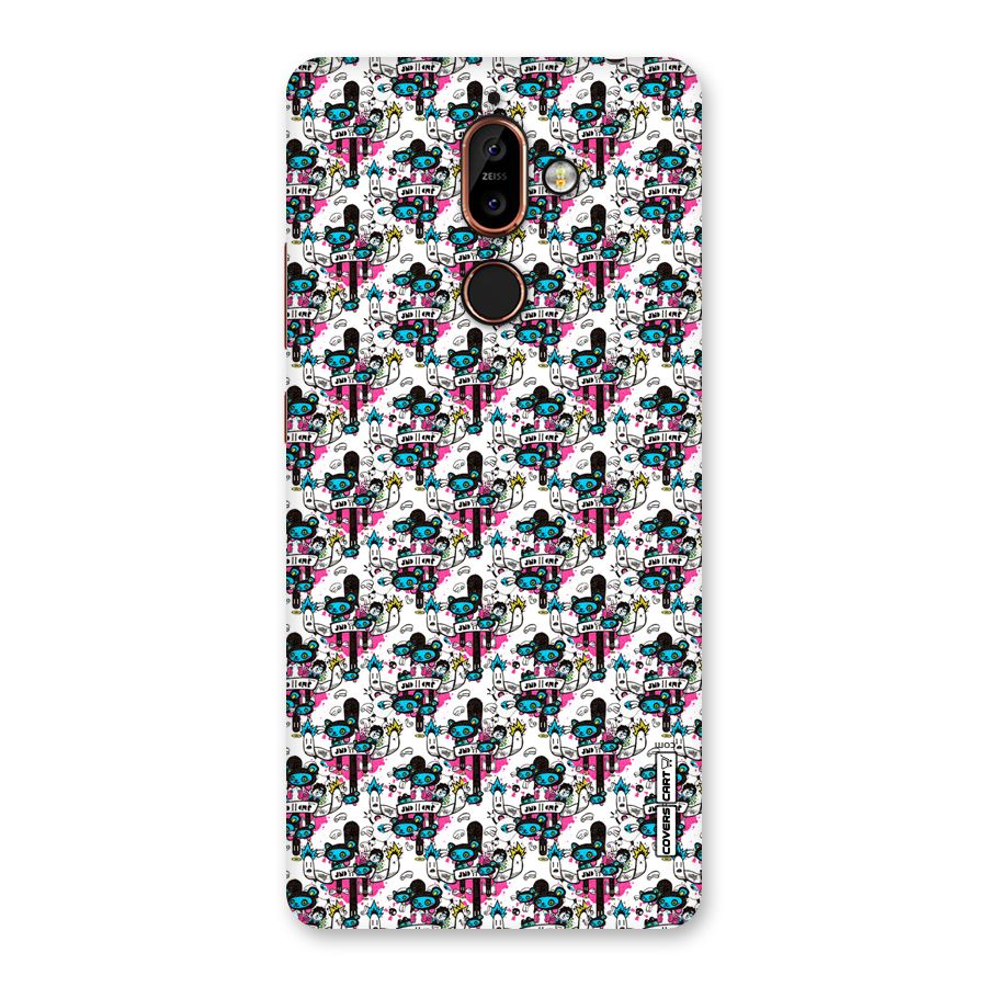 Blue Pink Pattern Back Case for Nokia 7 Plus