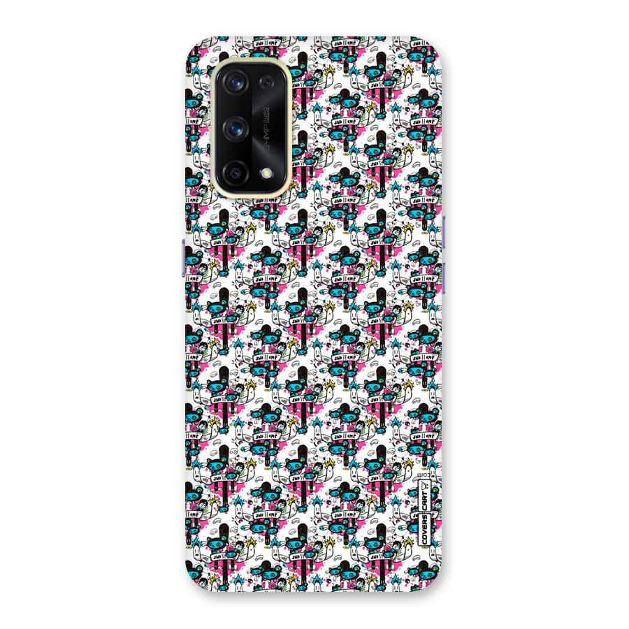 Blue Pink Pattern Glass Back Case for Realme X7 Pro
