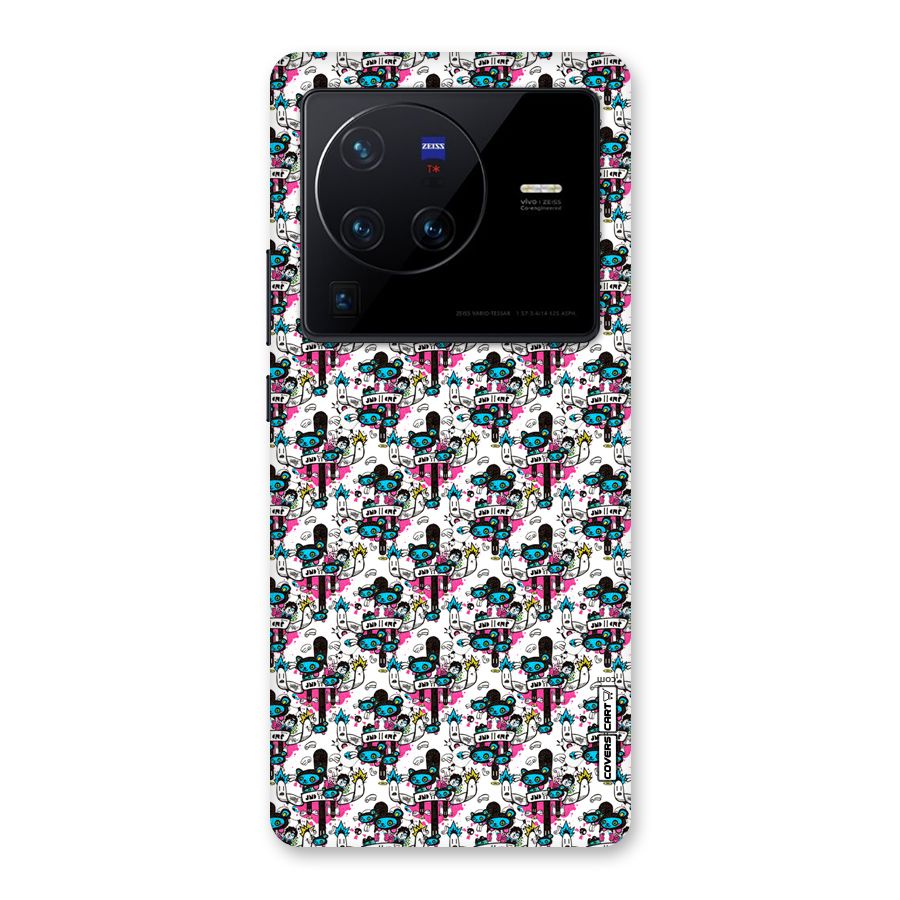 Blue Pink Pattern Back Case for Vivo X80 Pro