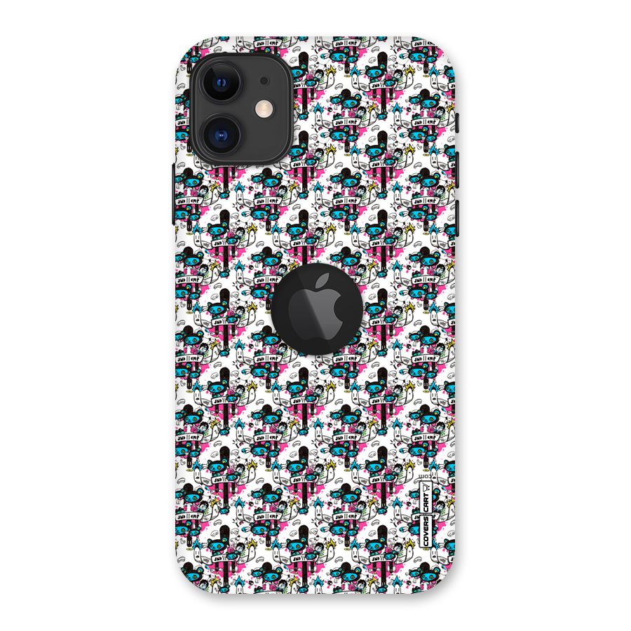Blue Pink Pattern Back Case for iPhone 11 Logo Cut