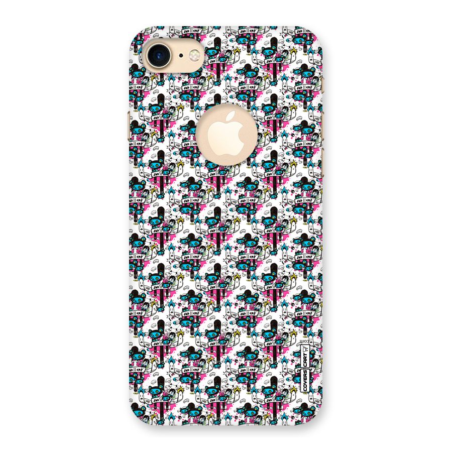 Blue Pink Pattern Back Case for iPhone 8 Logo Cut