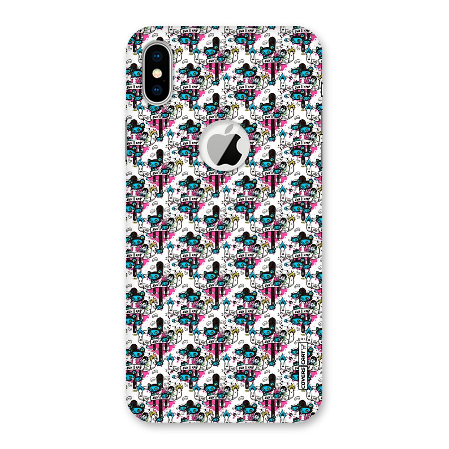 Blue Pink Pattern Back Case for iPhone XS Logo Cut