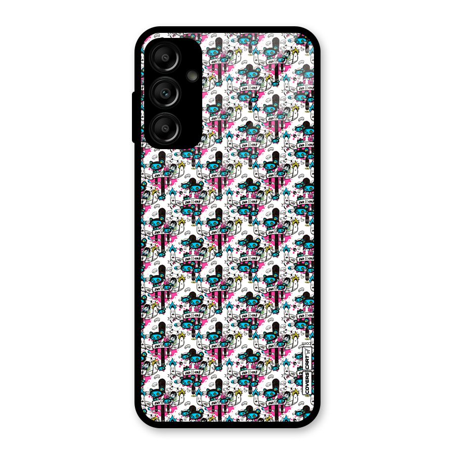 Blue Pink Pattern Glass Back Case for Galaxy A14 5G