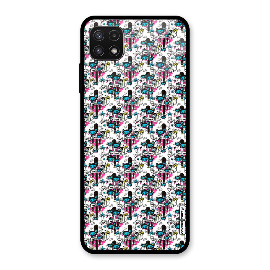 Blue Pink Pattern Glass Back Case for Galaxy A22 5G