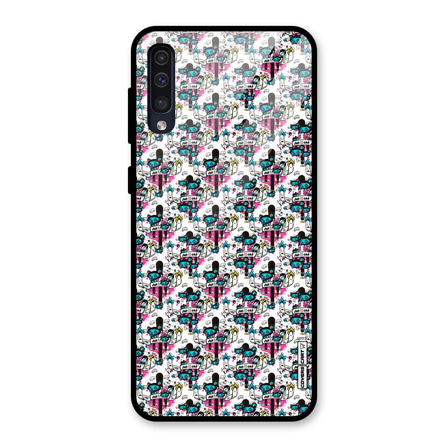 Blue Pink Pattern Glass Back Case for Galaxy A30s