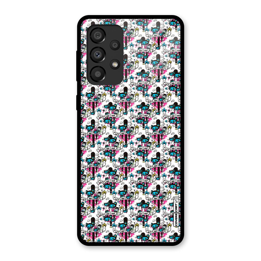 Blue Pink Pattern Glass Back Case for Galaxy A33 5G