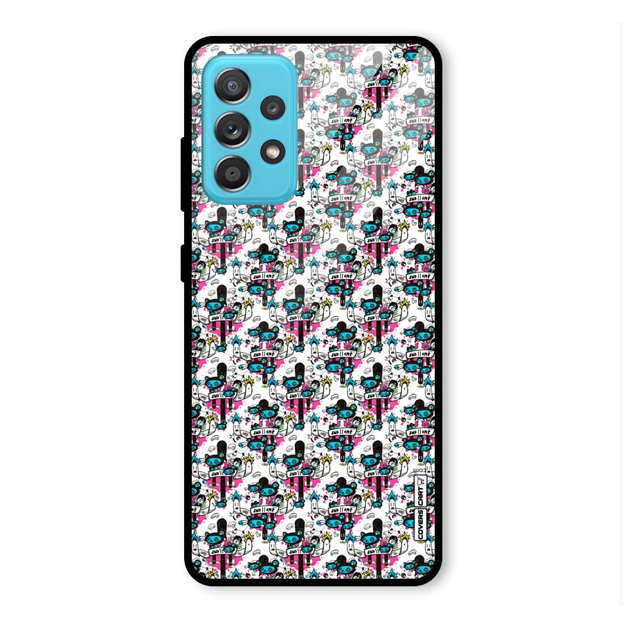 Blue Pink Pattern Glass Back Case for Galaxy A52