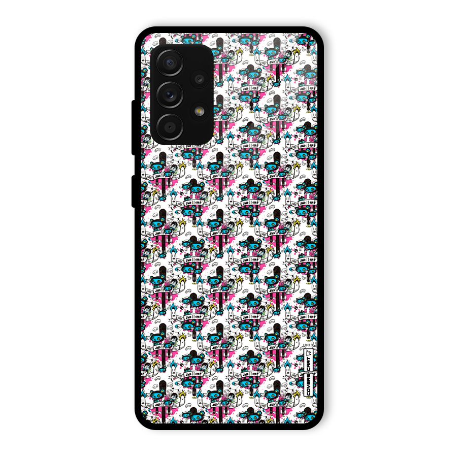 Blue Pink Pattern Glass Back Case for Galaxy A53 5G
