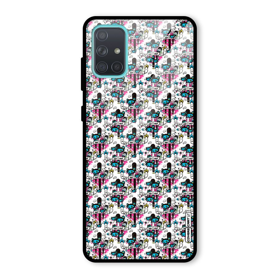 Blue Pink Pattern Glass Back Case for Galaxy A71