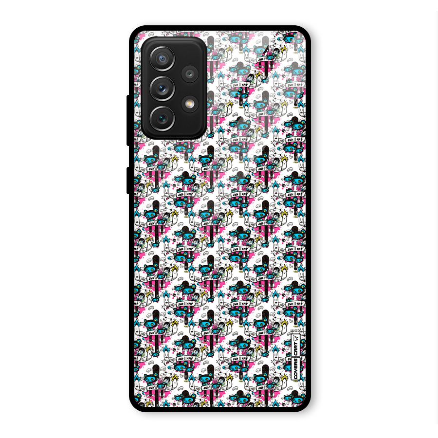 Blue Pink Pattern Glass Back Case for Galaxy A72
