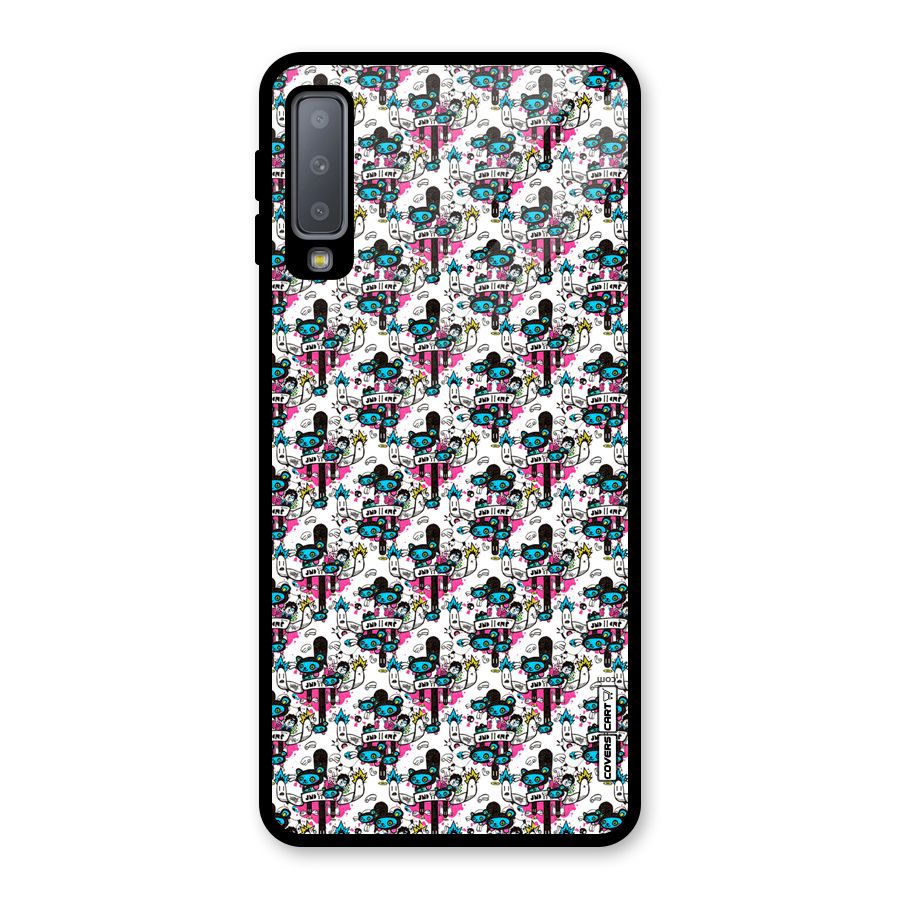 Blue Pink Pattern Glass Back Case for Galaxy A7 (2018)