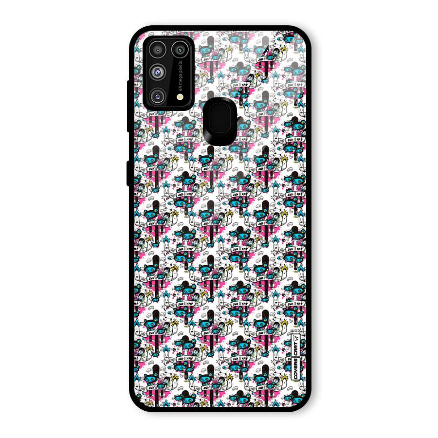 Blue Pink Pattern Glass Back Case for Galaxy F41