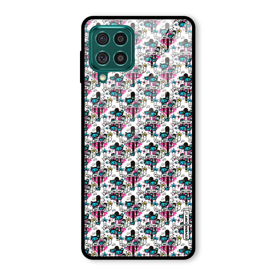 Blue Pink Pattern Glass Back Case for Galaxy F62
