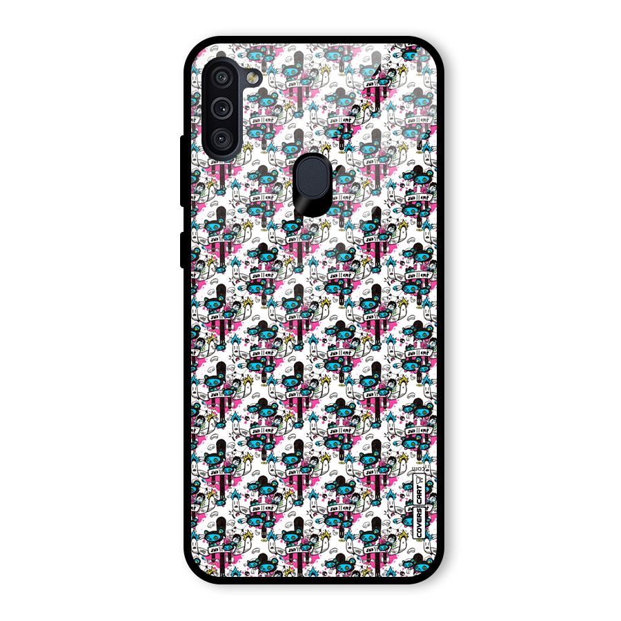 Blue Pink Pattern Glass Back Case for Galaxy M11