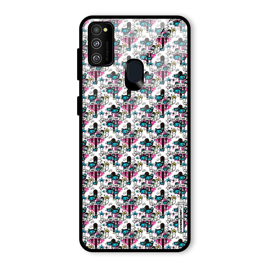 Blue Pink Pattern Glass Back Case for Galaxy M30s