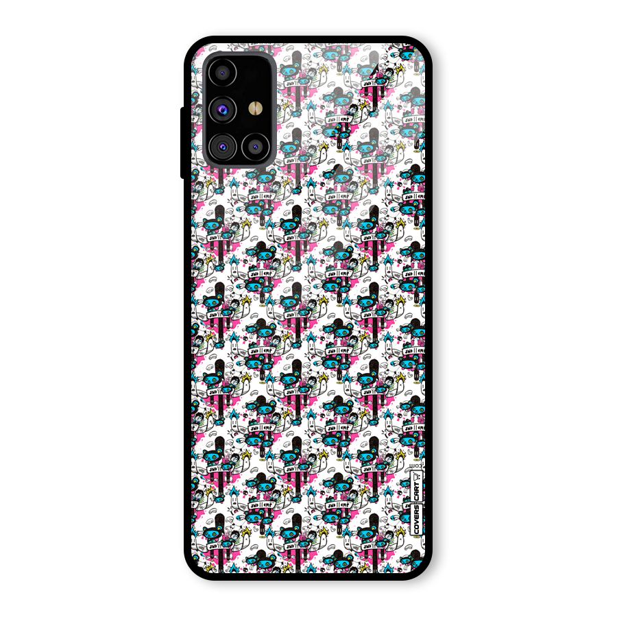 Blue Pink Pattern Glass Back Case for Galaxy M31s