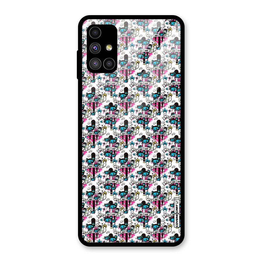 Blue Pink Pattern Glass Back Case for Galaxy M51