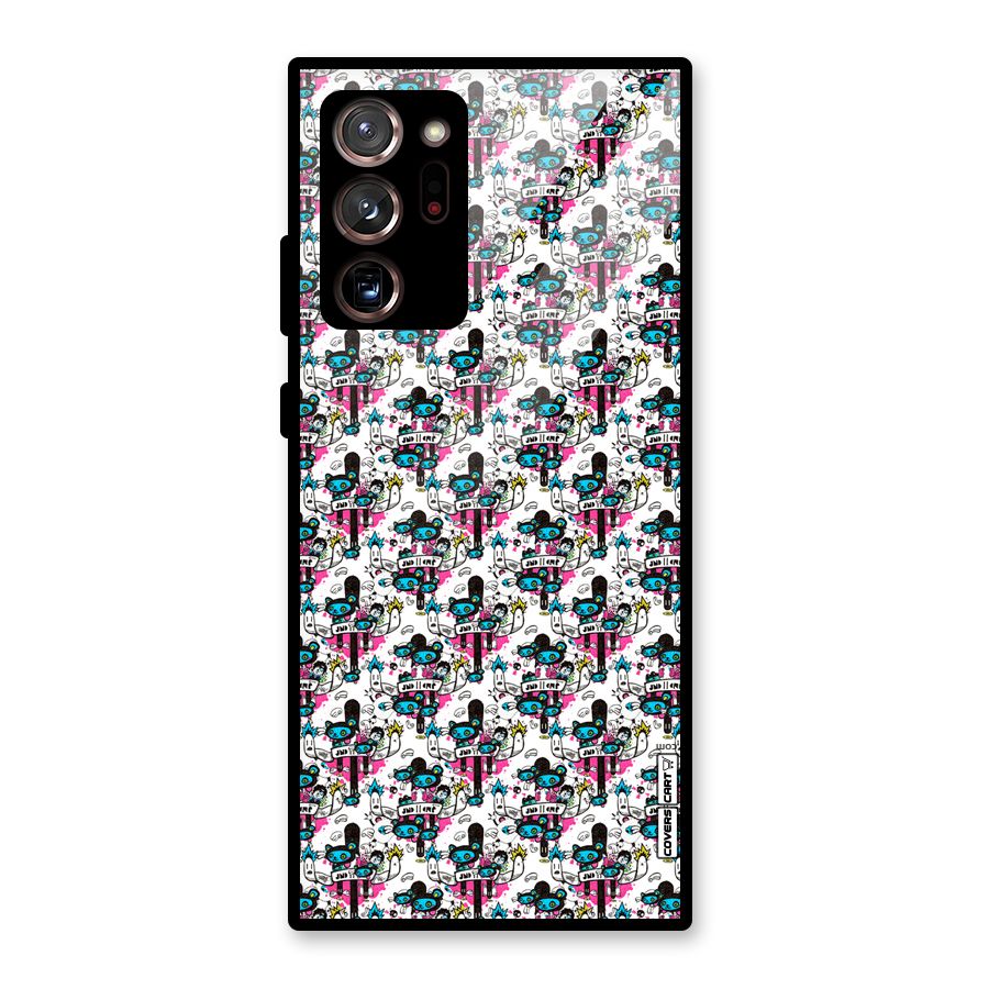 Blue Pink Pattern Glass Back Case for Galaxy Note 20 Ultra